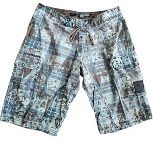 Chip Pepper Board Shorts Swim Trunks Men's 32 Blue Cargo Streetwear Skate Y2K